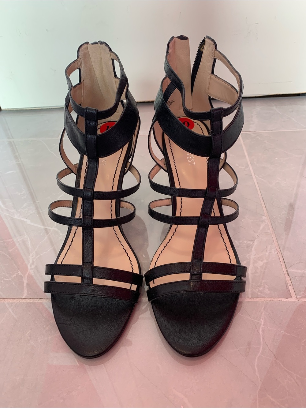 Nine West Black Strappy Gladiator Heeled Sandals